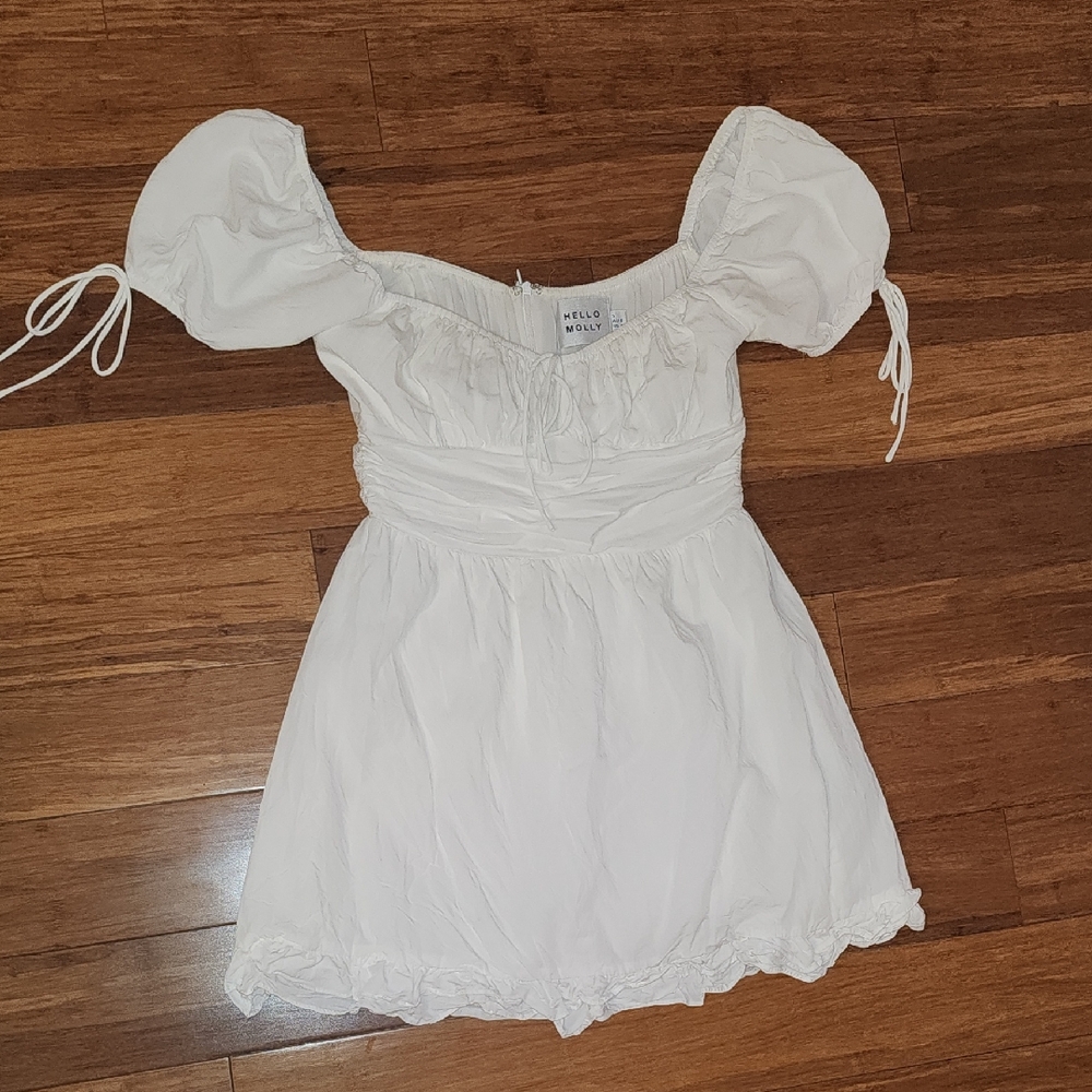 Hello Molly White Puff-Sleeve Kids Dress